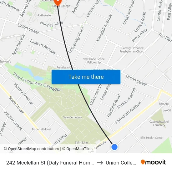 242 Mcclellan St (Daly Funeral Home) to Union College map