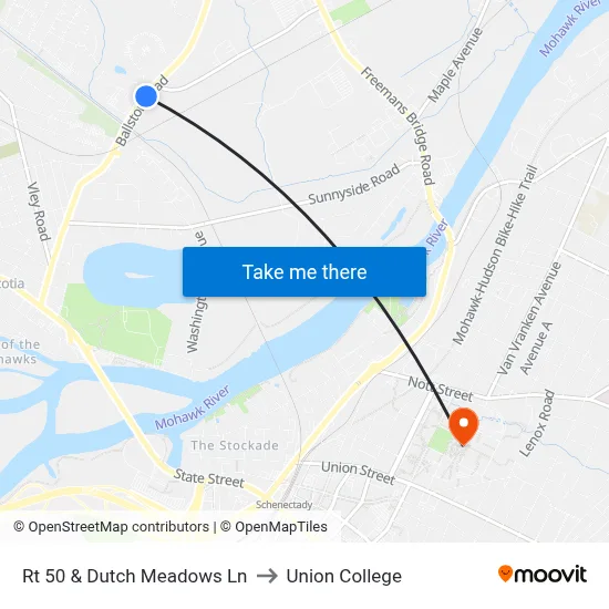 Rt 50 & Dutch Meadows Ln to Union College map