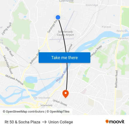 Rt 50 & Socha Plaza to Union College map