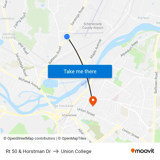 Rt 50 & Horstman Dr to Union College map