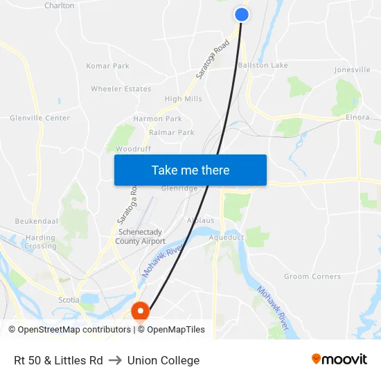 Rt 50 & Littles Rd to Union College map