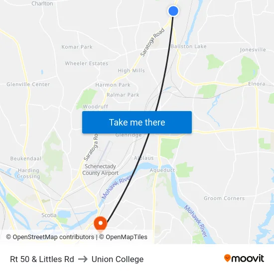 Rt 50 & Littles Rd to Union College map