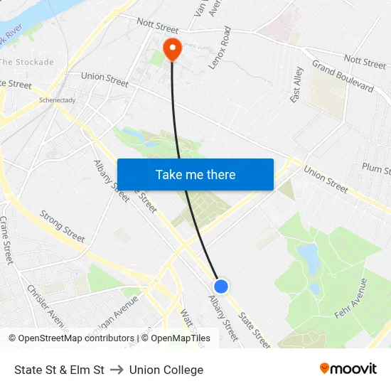 State St & Elm St to Union College map