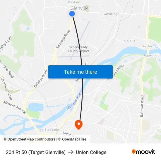 204 Rt 50 (Target Glenville) to Union College map
