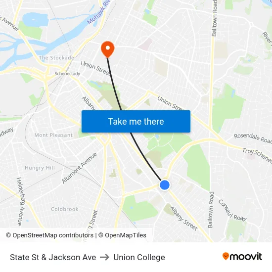 State St & Jackson Ave to Union College map