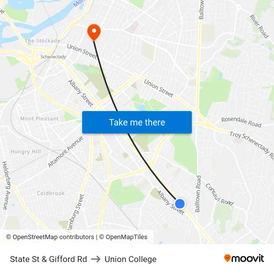 State St & Gifford Rd to Union College map