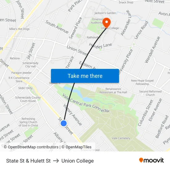State St & Hulett St to Union College map