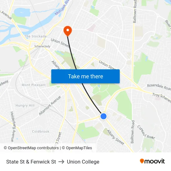 State St & Fenwick St to Union College map