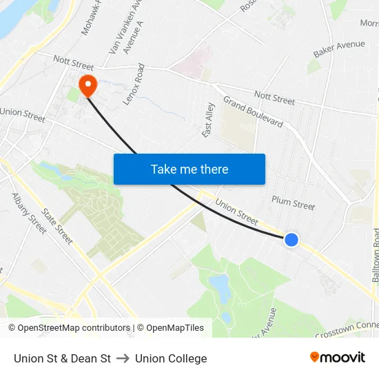 Union St & Dean St to Union College map
