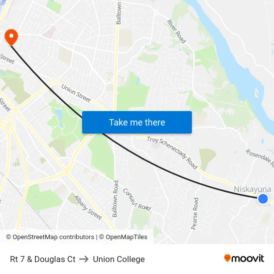 Rt 7 & Douglas Ct to Union College map