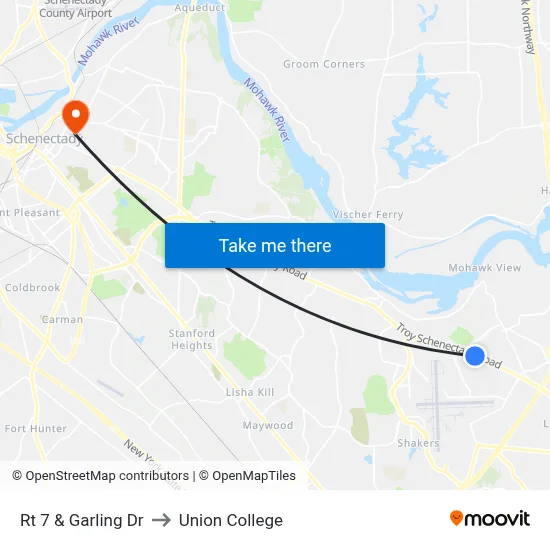 Rt 7 & Garling Dr to Union College map