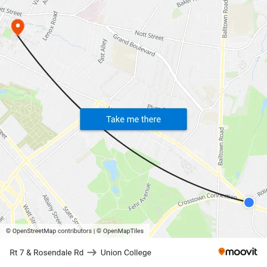 Rt 7 & Rosendale Rd to Union College map
