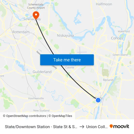 State/Downtown Station - State St & S. Pearl St to Union College map