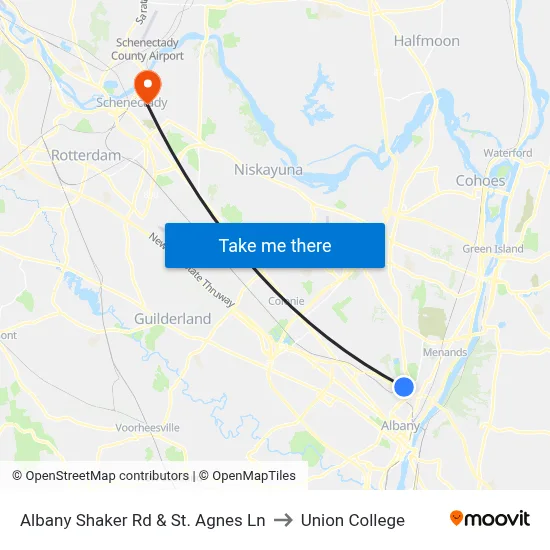 Albany Shaker Rd & St. Agnes Ln to Union College map