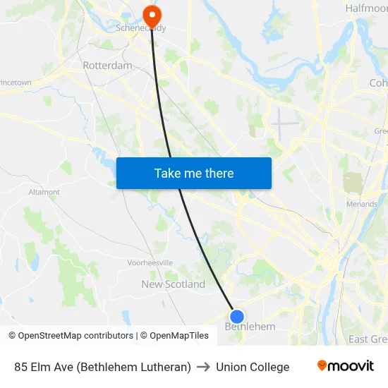 85 Elm Ave (Bethlehem Lutheran) to Union College map