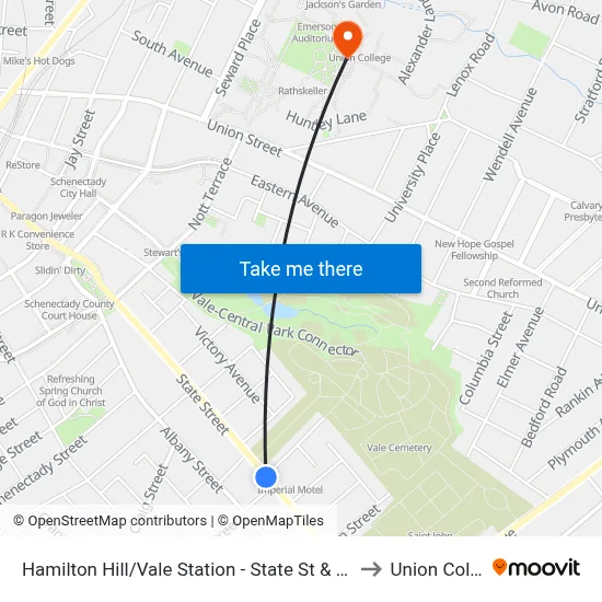 Hamilton Hill/Vale Station - State St & Steuben St to Union College map