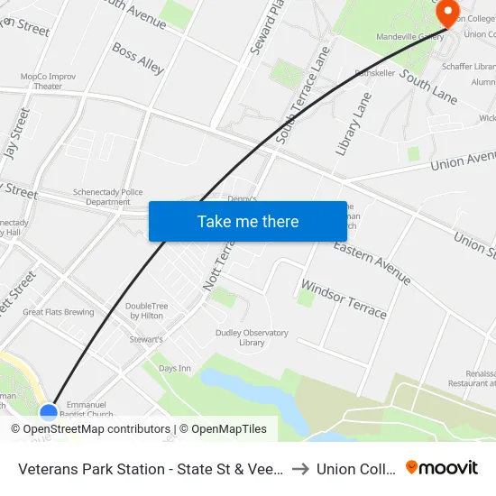 Veterans Park Station - State St & Veeder Ave to Union College map