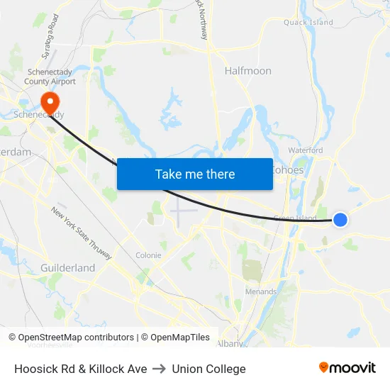 Hoosick Rd & Killock Ave to Union College map