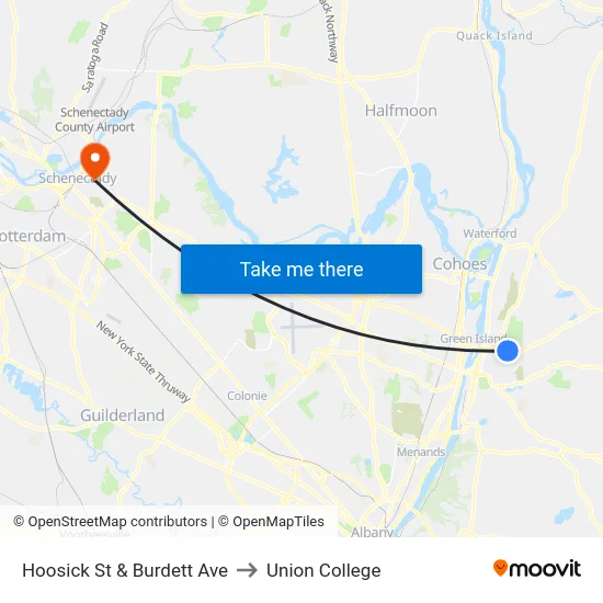 Hoosick St & Burdett Ave to Union College map