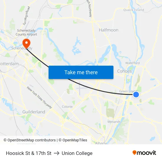 Hoosick St & 17th St to Union College map