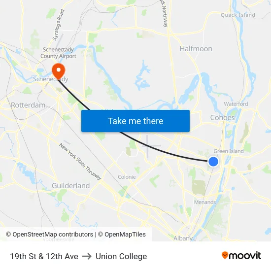 19th St & 12th Ave to Union College map