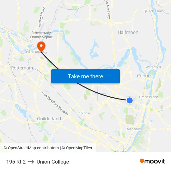 195 Rt 2 to Union College map