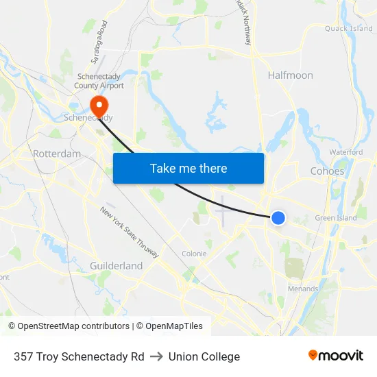 357 Troy Schenectady Rd to Union College map