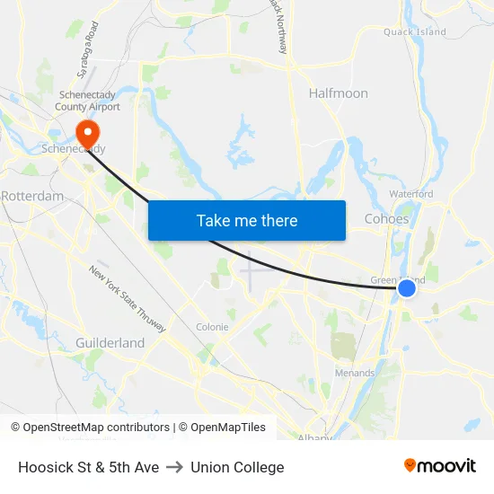 Hoosick St & 5th Ave to Union College map