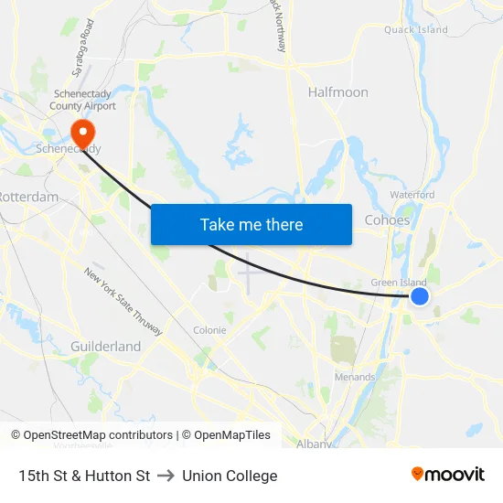 15th St & Hutton St to Union College map