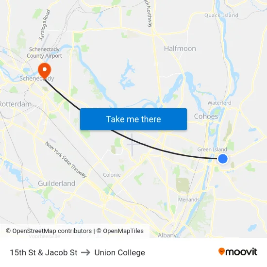 15th St & Jacob St to Union College map