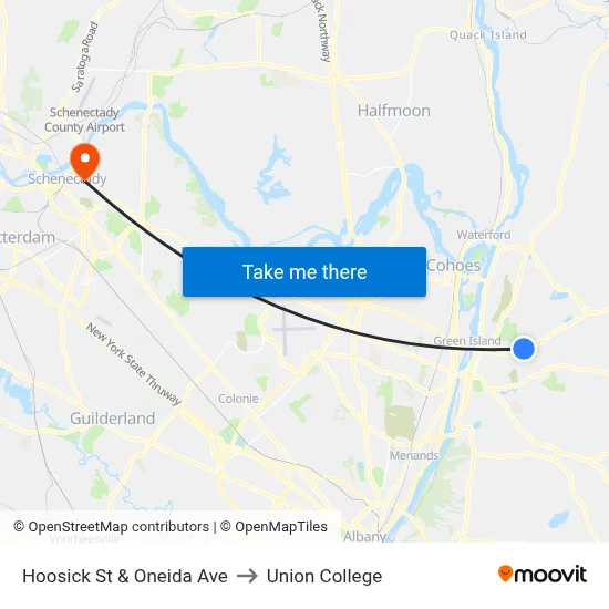 Hoosick St & Oneida Ave to Union College map