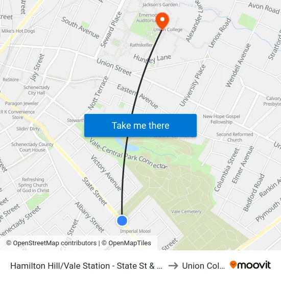 Hamilton Hill/Vale Station - State St & Steuben St to Union College map