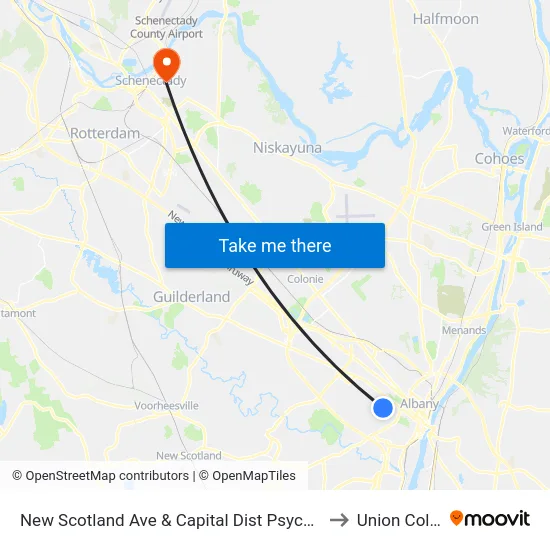 New Scotland Ave & Capital Dist Psychiatric Cntr. to Union College map