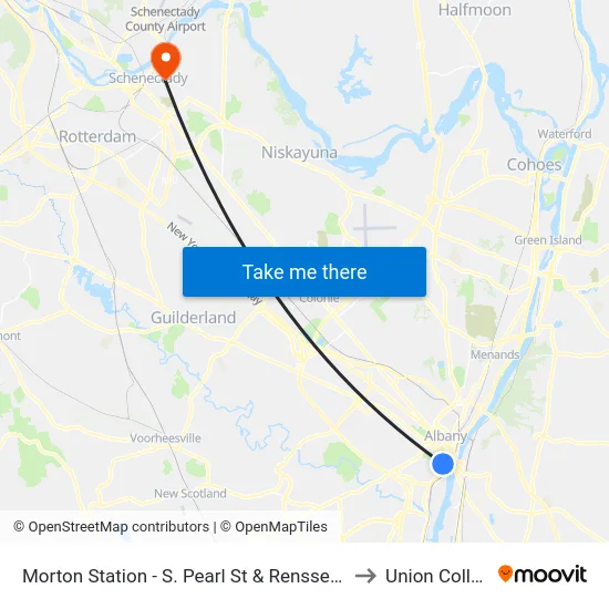 Morton Station - S. Pearl St & Rensselaer St to Union College map
