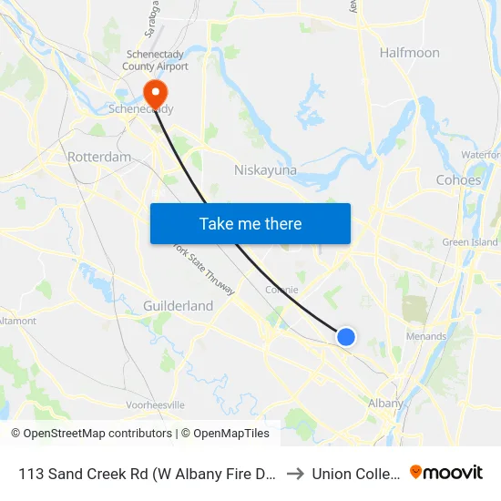 113 Sand Creek Rd (W Albany Fire Dept) to Union College map