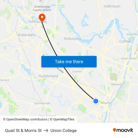 Quail St & Morris St to Union College map