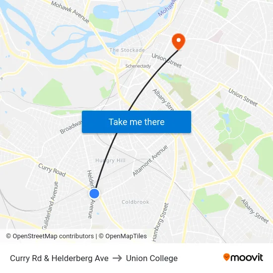 Curry Rd & Helderberg Ave to Union College map