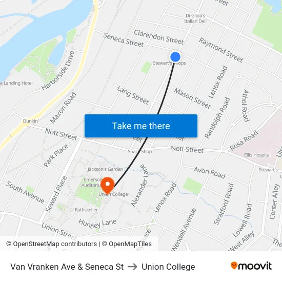 Van Vranken Ave & Seneca St to Union College map