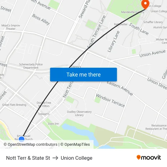 Nott Terr & State St to Union College map