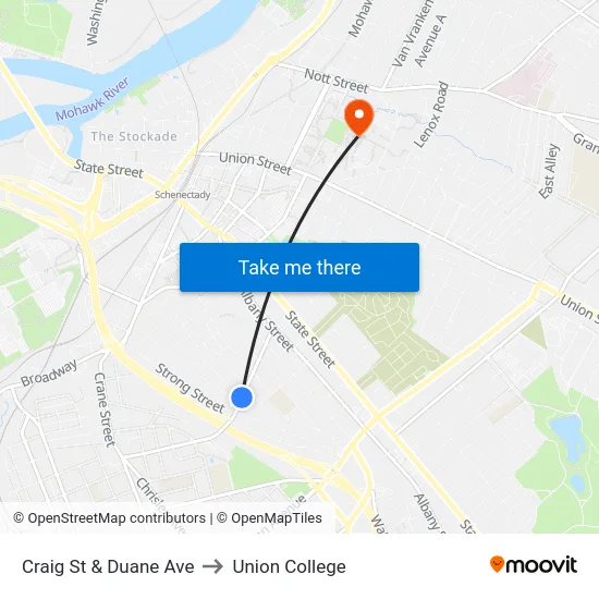 Craig St & Duane Ave to Union College map