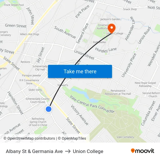 Albany St & Germania Ave to Union College map