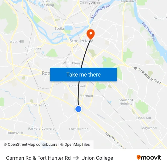 Carman Rd & Fort Hunter Rd to Union College map