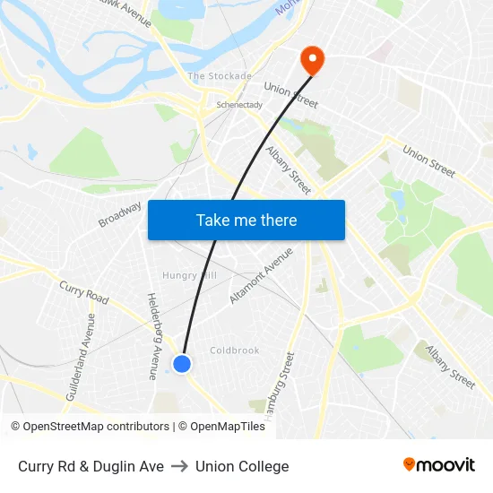 Curry Rd & Duglin Ave to Union College map