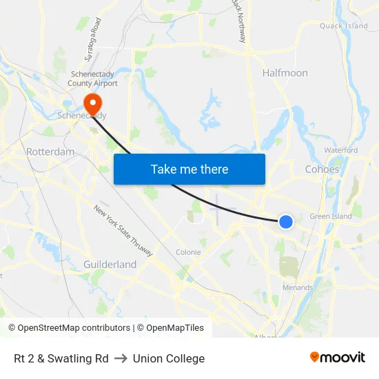 Rt 2 & Swatling Rd to Union College map