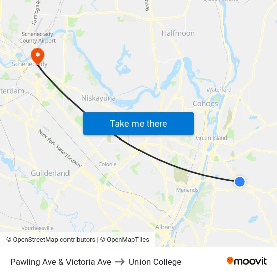 Pawling Ave & Victoria Ave to Union College map