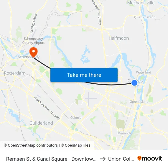 Remsen St & Canal Square - Downtown Cohoes to Union College map