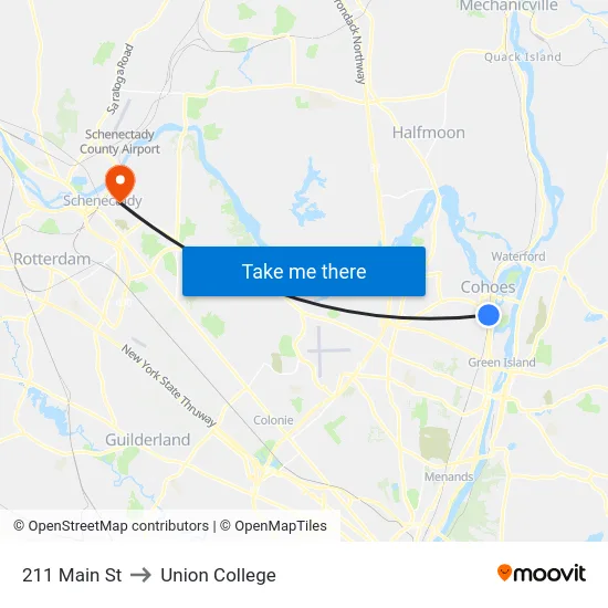 211 Main St to Union College map