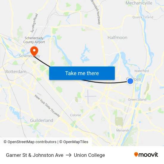 Garner St & Johnston Ave to Union College map