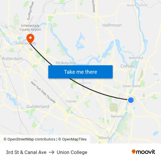 3rd St & Canal Ave to Union College map