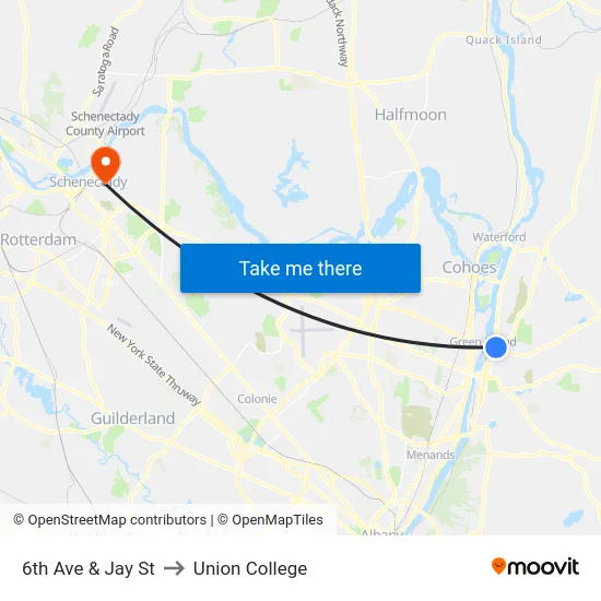 6th Ave & Jay St to Union College map